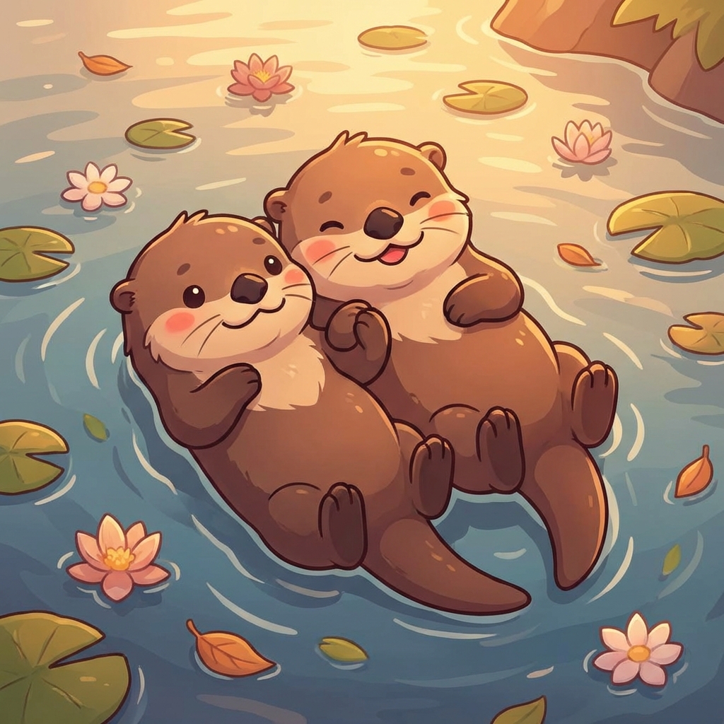 Otters Cuddling